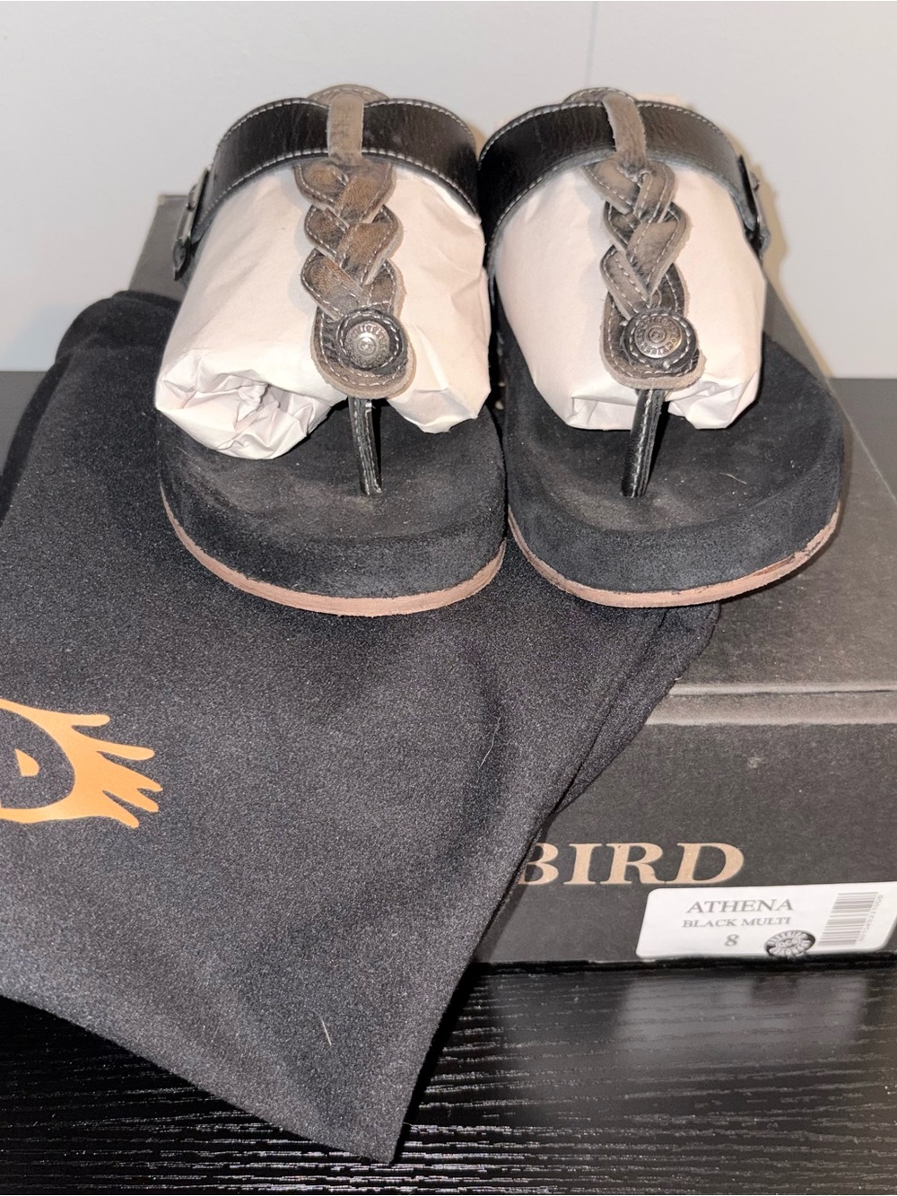 Freebird Athena Black Multi Sandals NIB Women’s Size 8 Braided Leather Boho